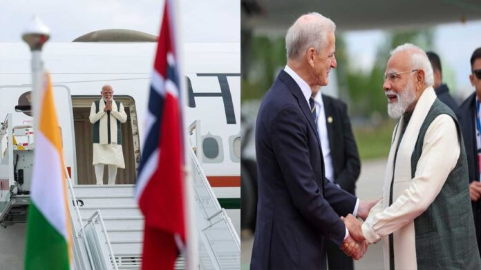 Prime Minister Narendra Modi arrives in Oslo, Norway for historic India-Nordic Summit visit