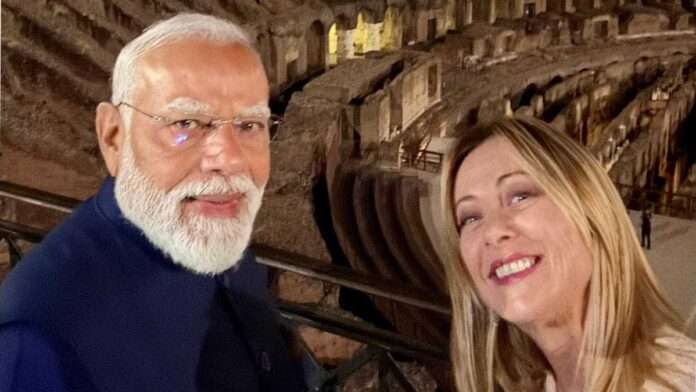 Indian Prime Minister Narendra Modi receives a grand welcome in Rome during his Italy visit as Italian PM Giorgia Meloni greets him warmly.