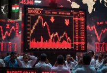 Sensex Crashes Over 900 Points as Middle East Tensions, Oil Surge Trigger Massive Market Selloff Indian stock market crash with Sensex falling sharply amid rising crude oil prices and Middle East tensions
