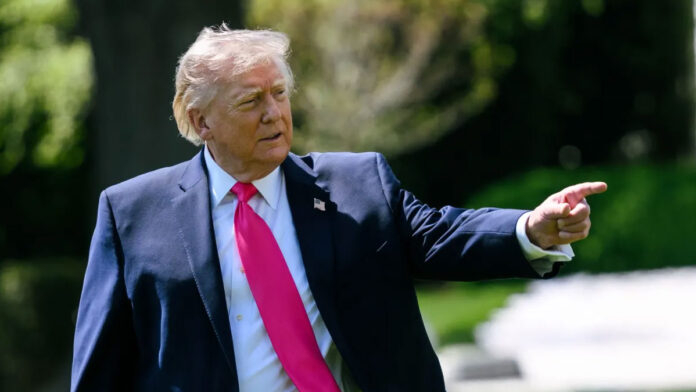 Donald Trump speaking about Iran’s enriched uranium and nuclear program during a White House address