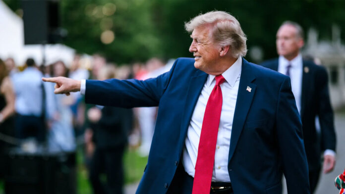 Donald Trump speaking about Iran’s nuclear program and enriched uranium stockpile during a White House briefing