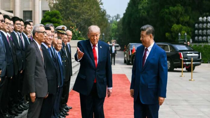 Trump and Xi Jinping Hold Landmark G-2 Summit in China US President Donald Trump meeting Chinese President Xi Jinping during high-level trade and diplomatic talks in Beijing