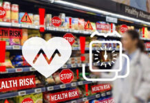 New Study Links Food Preservatives in Packaged Foods to Higher Blood Pressure and Heart Disease Risk Packaged processed foods on supermarket shelves with heart health graphics illustrating a study on food preservatives and cardiovascular risk.