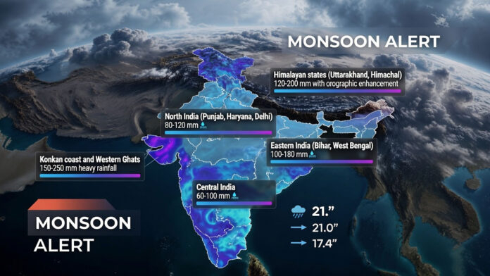india-weather-alert-rain-th IMD has forecast widespread rainfall, thunderstorms, and strong winds across several Indian states over the next five days.