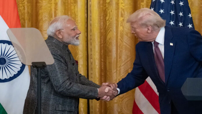 Prime Minister Narendra Modi and US President Donald Trump prepare for bilateral talks during the G7 Summit in France