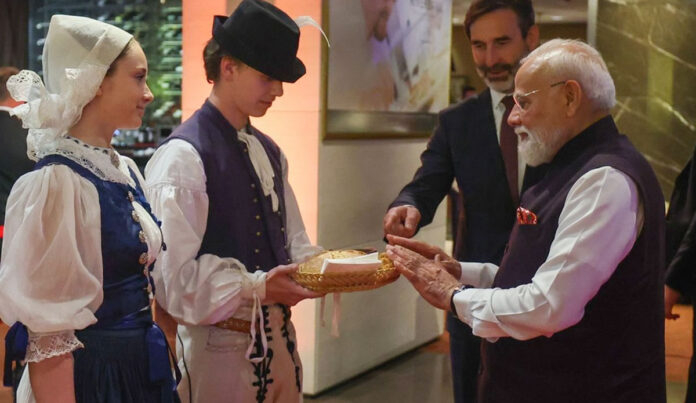 pm-modi-slovakia-visit-brat PM Narendra Modi receives traditional bread and salt welcome during official visit to Bratislava, Slovakia