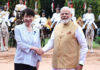 PM Modi Welcomes Japanese PM Sanae Takaichi for India-Japan Annual Summit Prime Minister Narendra Modi and Japanese Prime Minister Sanae Takaichi participate in the ceremonial welcome ahead of the 16th India-Japan Annual Summit in New Delhi.